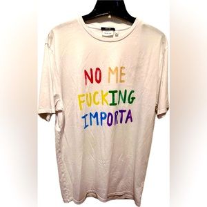 White Fun T-shirt, European, Size XL, 100% Cotton, Unisex,  multicolored letters